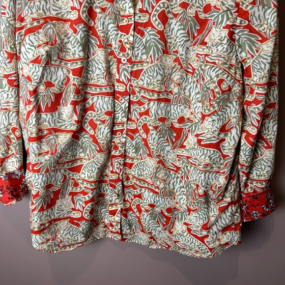 Talbots Petite XL Tiger Red Green Animal Print XLP XL - Picture 7 of 11